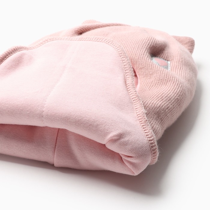 Шапка-шлем для девочки, цвет пудра, размер 46-50