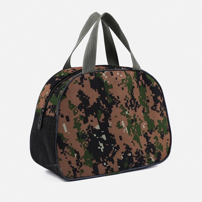 Косметичка на молнии, цвет хаки/коричневый Косметичка на молнии, цвет хаки/коричневый