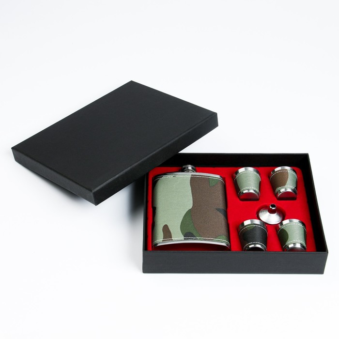 Подарочный набор 6 в 1 Подарочный набор 6 в 1 "Камуфляж": фляжка 240 мл, 4 стопки, воронка