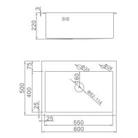 Мойка кухонная AFLORN AF96050F, врезная, S=3,0 и 0,8 мм, 60х50х20 см, сифон, графит