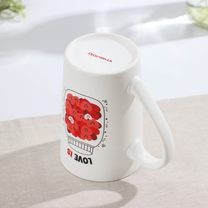 Кружка фарфоровая Доляна «Баночка любви», 380 мл, цвет белый Кружка фарфоровая Доляна «Баночка любви», 380 мл, цвет белый