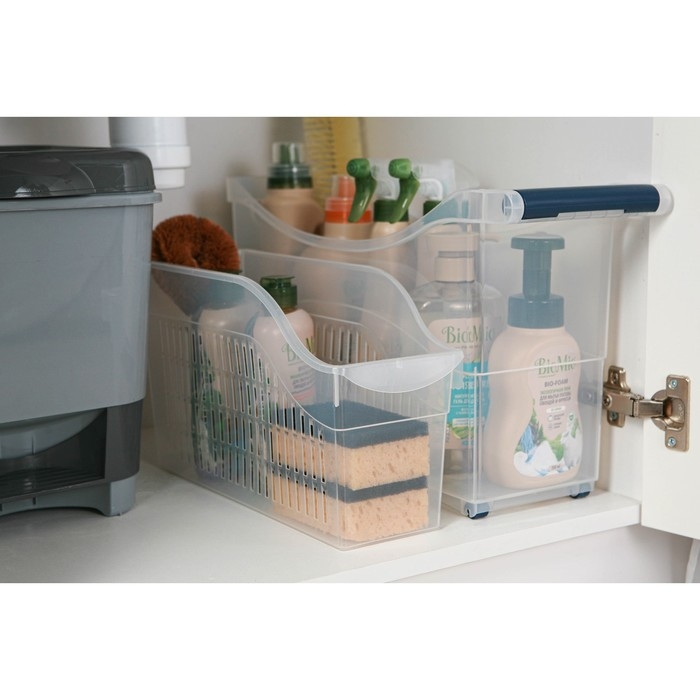 Контейнер для хранения на колёсиках, 10 л, 46,2×16,2×27,2 см, с ручкой, цвет прозрачный Контейнер для хранения на колёсиках, 10 л, 46,2×16,2×27,2 см, с ручкой, цвет прозрачный