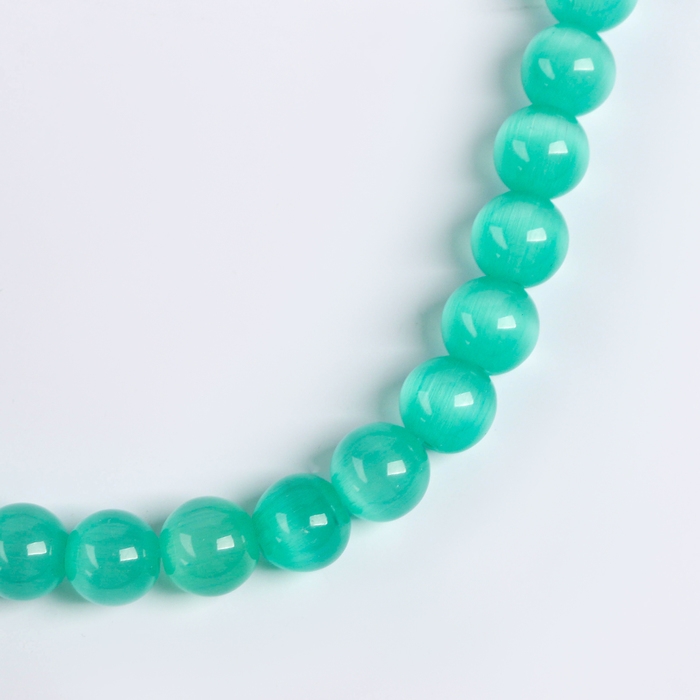 Бусины из натурального камня «Кошачий глаз» набор 50 шт.,1 шт. — 8 мм, светло-зелёный Бусины из натурального камня «Кошачий глаз» набор 50 шт.,1 шт. — 8 мм, светло-зелёный