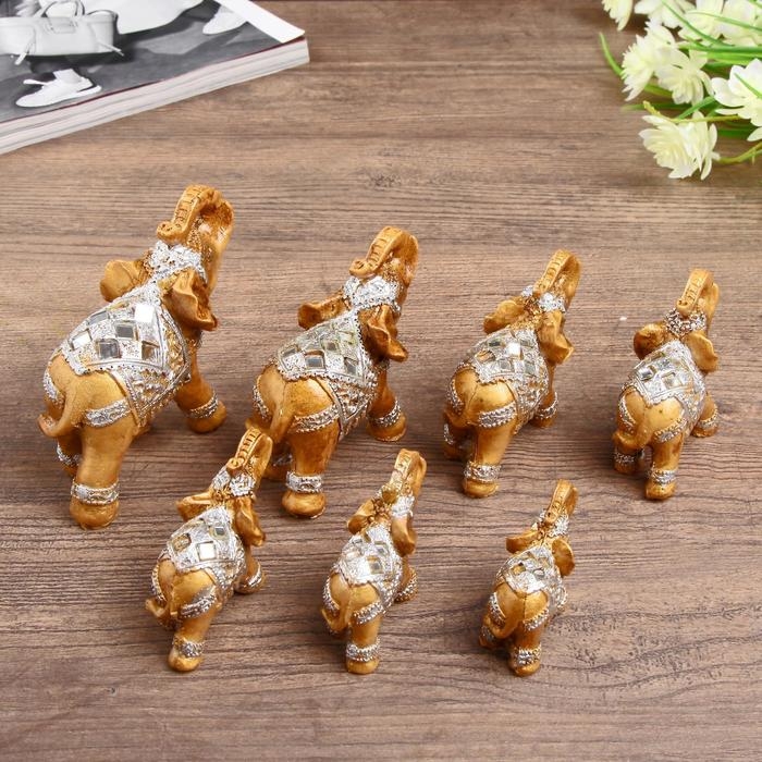 Сувенир полистоун набор 7 шт Сувенир полистоун набор 7 шт "Семейство слонов" 20х9,5х9 см