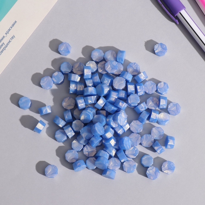 Сургуч в гранулах Сургуч в гранулах "Васильковый" перламутр набор 100 капсул