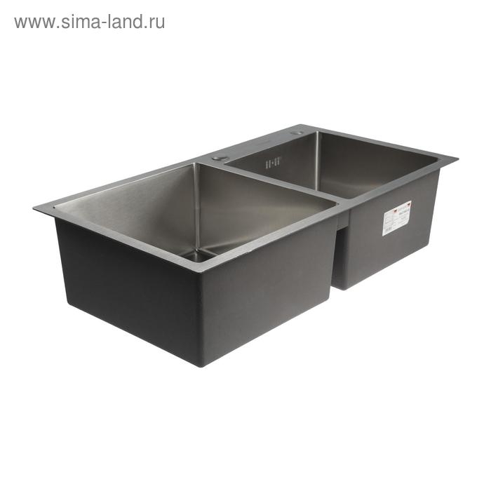 Мойка кухонная GERHANS K37843-S, врезная, двойная, 780х430х220 мм, с сифоном, S = 3.0 и 0.8 мм, глянцевая Мойка кухонная GERHANS K37843-S, врезная, двойная, 780х430х220 мм, с сифоном, S = 3.0 и 0.8 мм, глянцевая