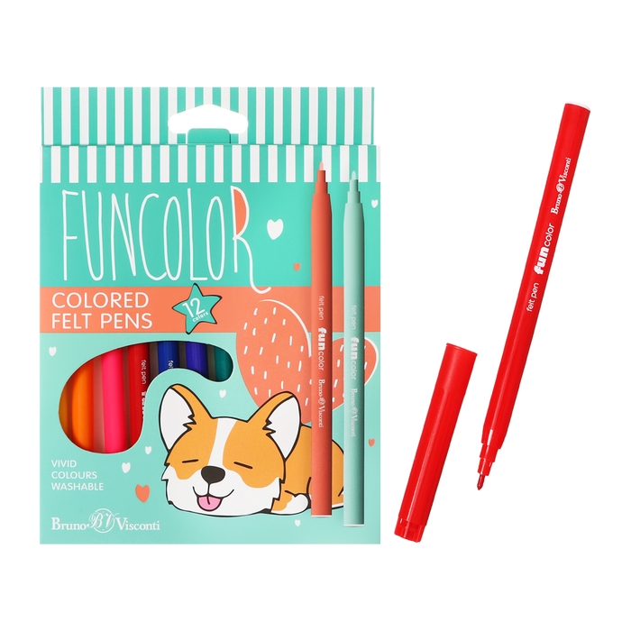 Фломастеры 12цв BrunoVisconti FUNCOLOR, пласт, круг, в карт коробке Фломастеры 12цв BrunoVisconti FUNCOLOR, пласт, круг, в карт коробке