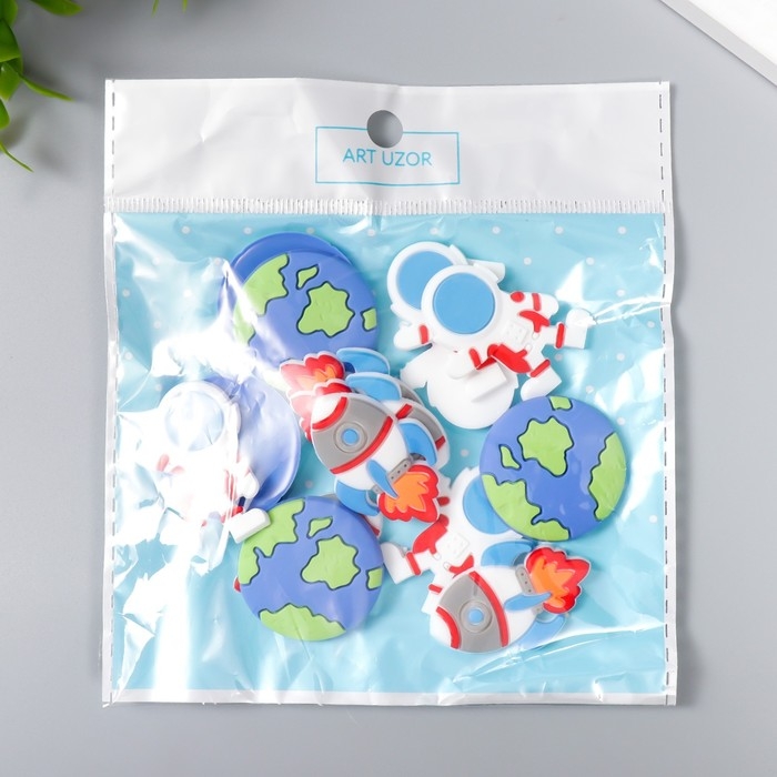 Декор для творчества резина Декор для творчества резина "Космос" набор 15 шт МИКС 3х3 см