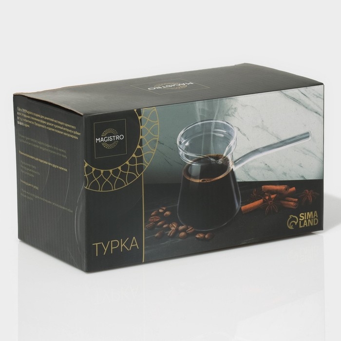 Турка стеклянная Magistro «Арабика», 350 мл, 18×8,5×10 см Турка стеклянная Magistro «Арабика», 350 мл, 18×8,5×10 см