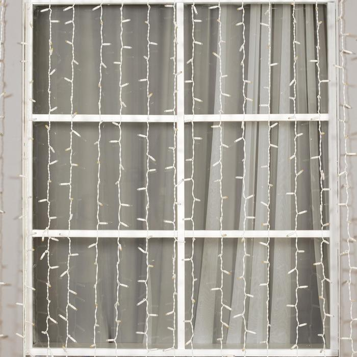 Гирлянда «Занавес» 2 × 9 м, IP65, УМС, белая нить, 1800 LED, свечение белое, 220 В