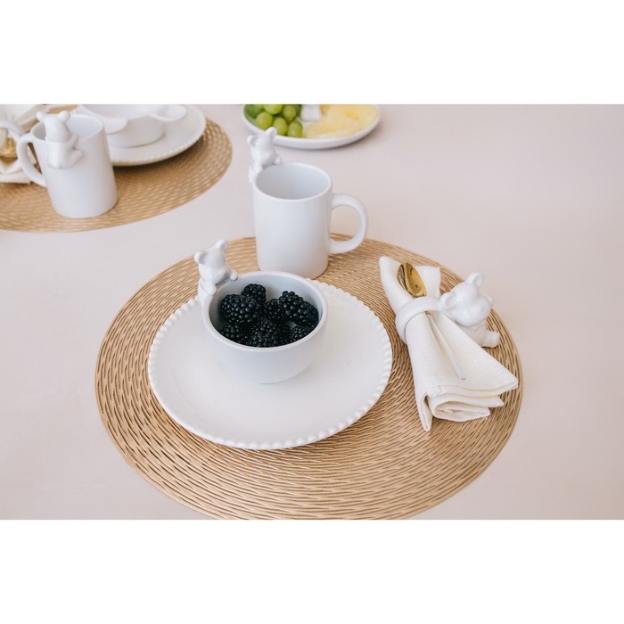 Набор салатников керамических Доляна «Мишка Отто», 13×10,2 см, цвет белый, 2 шт