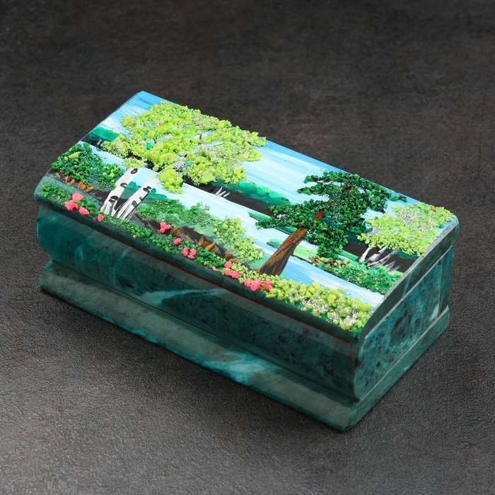 Ларец Ларец "Лето" 15х7х5,5 см, каменная крошка, змеевик