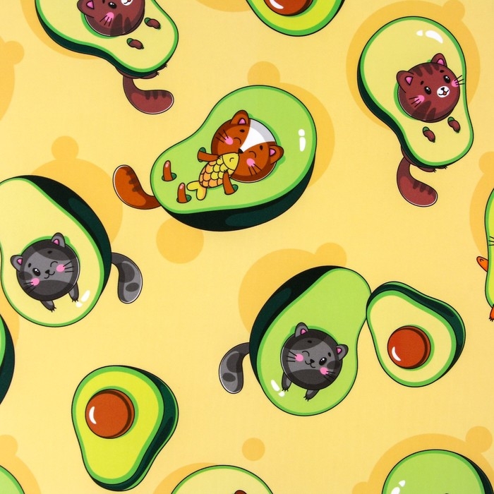 Коврик под миску нескользящий «Авокадо кот», 43х28 см Коврик под миску нескользящий «Авокадо кот», 43х28 см