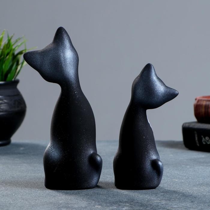 Фигура Фигура "Love Коты ушастые" 6х7х17см черные/серебро (набор 2шт)