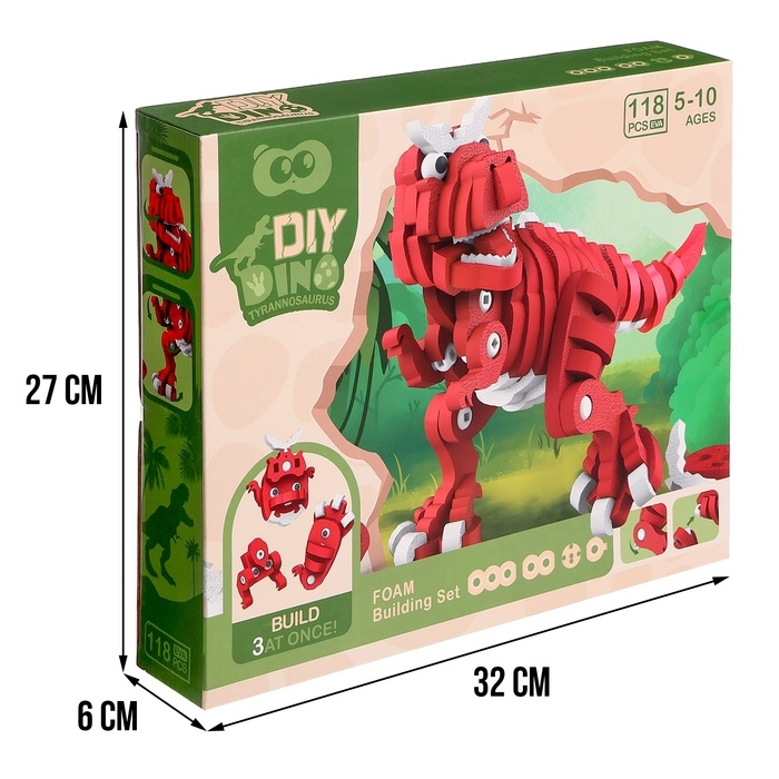 Конструктор «Тиранозавр», мягкий, материал EVA, 118 деталей Конструктор «Тиранозавр», мягкий, материал EVA, 118 деталей
