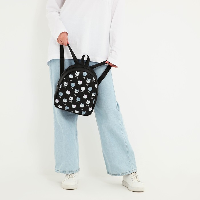 Рюкзак детский для девочки из искусственной кожи «Котик» 27х23х10 см Рюкзак детский для девочки из искусственной кожи «Котик» 27х23х10 см