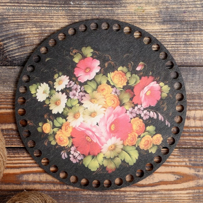 Заготовка для вязания Заготовка для вязания "Жостовская роспись №1", донышко фанера 3 мм, 20 см, d=9мм