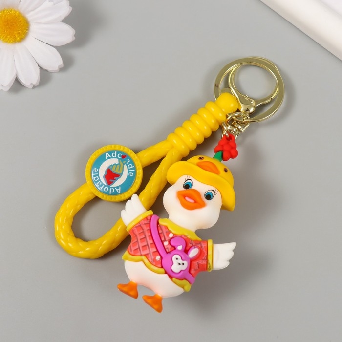 Брелок резина с карабином, ремешком Брелок резина с карабином, ремешком "Модная уточка" 3,8х5х8 см