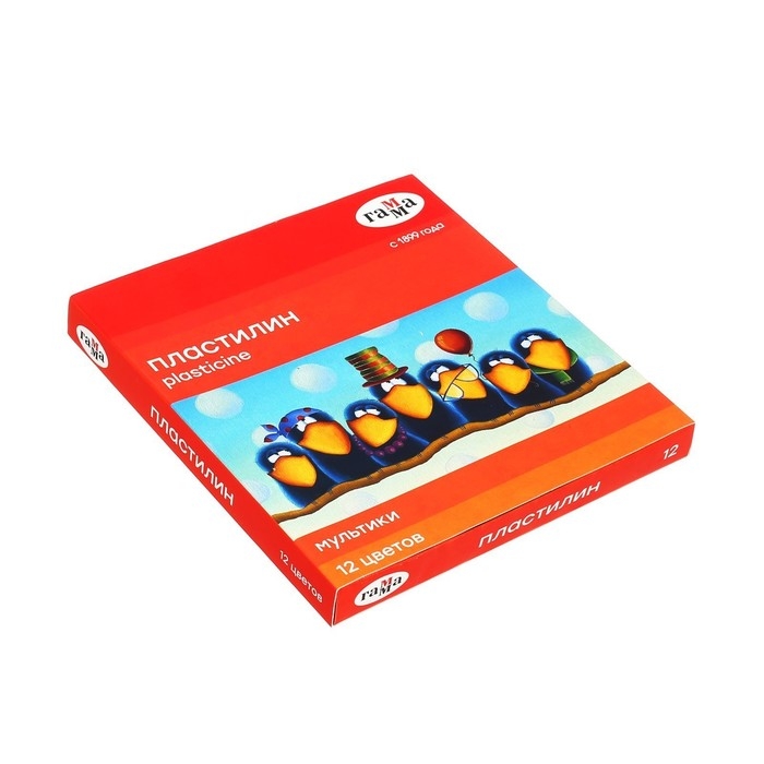 Пластилин 12 цветов 240 г, Гамма Пластилин 12 цветов 240 г, Гамма "Мультики", со стеком, картонная упаковка 280018