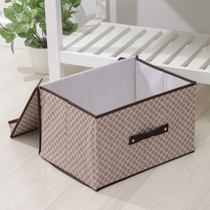 Короб стеллажный для хранения с крышкой Доляна «Браун», 40×30×25 см, цвет коричневый Короб стеллажный для хранения с крышкой Доляна «Браун», 40×30×25 см, цвет коричневый