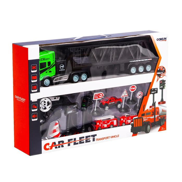 Грузовик радиоуправляемый «Автовоз», с машинками, светофором и дорожными знаками Грузовик радиоуправляемый «Автовоз», с машинками, светофором и дорожными знаками