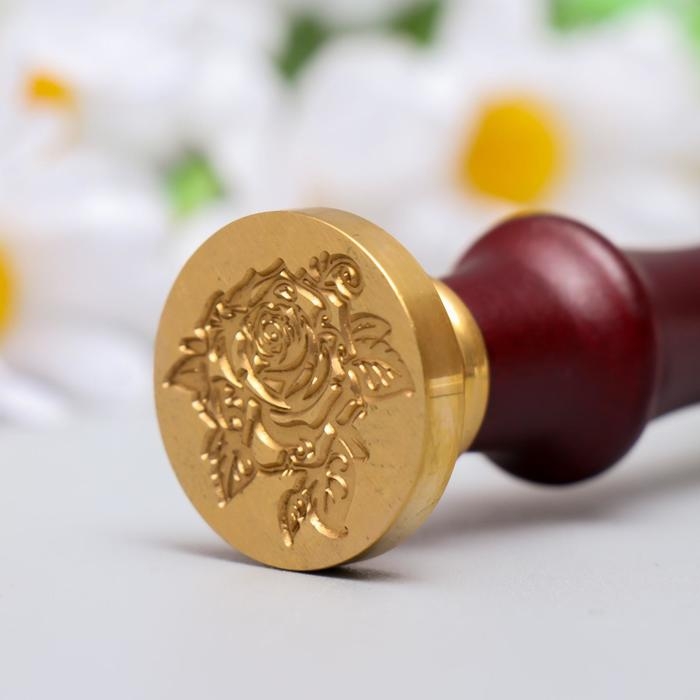 Печать для сургуча с деревянной ручкой Печать для сургуча с деревянной ручкой "Королевская роза" 9х2,5х2,5 см