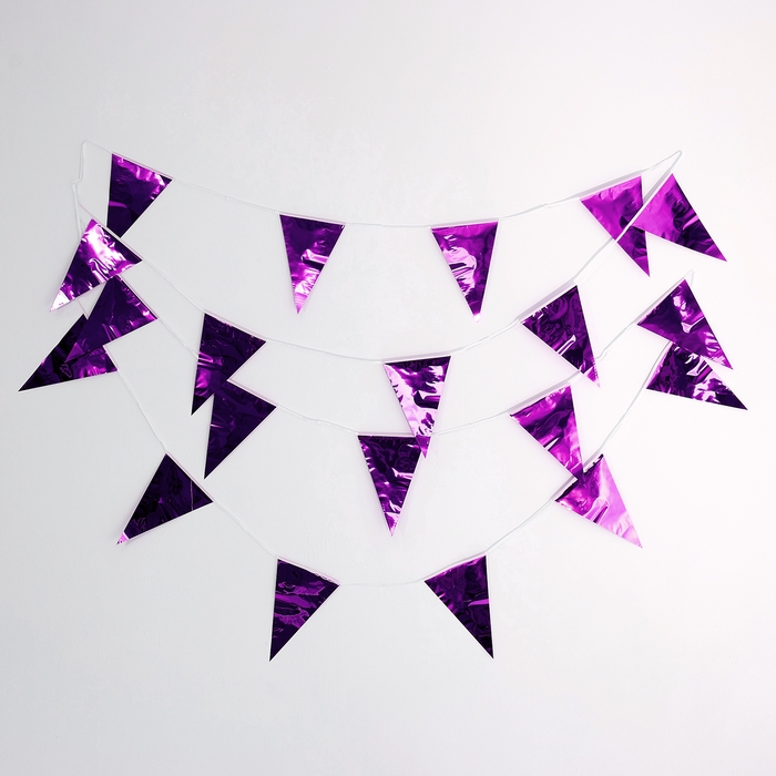 Гирлянда «Флажки», 20 флажков, 10 метров, цвет фиолетовый Гирлянда «Флажки», 20 флажков, 10 метров, цвет фиолетовый