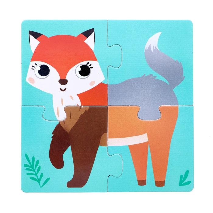 Пазлы 4 в 1 «Собери зверюшку: Кто живёт в лесу?», 4 пазла, 16 деталей Пазлы 4 в 1 «Собери зверюшку: Кто живёт в лесу?», 4 пазла, 16 деталей