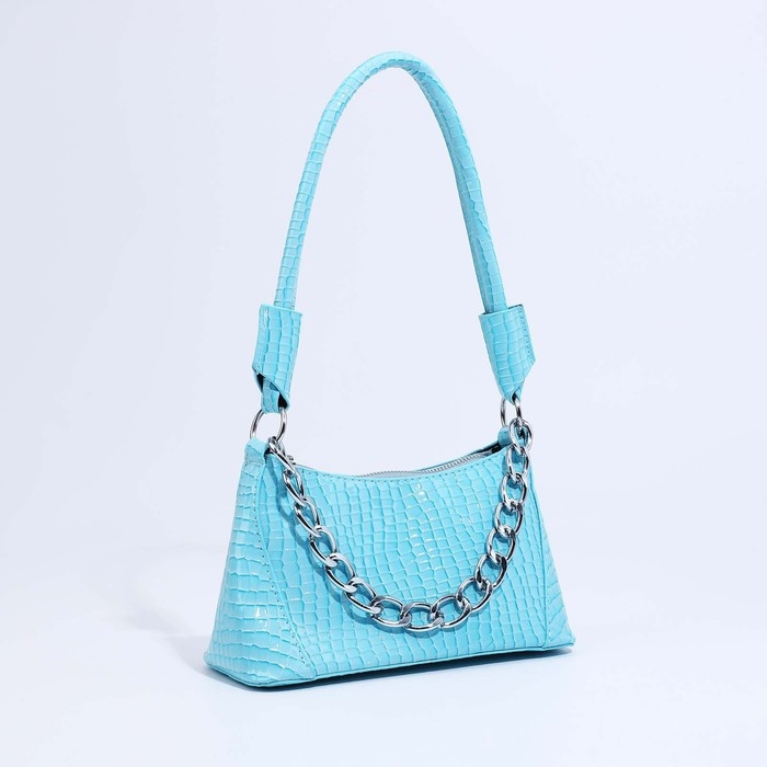 Сумка-багет на молнии, цвет голубой Сумка-багет на молнии, цвет голубой