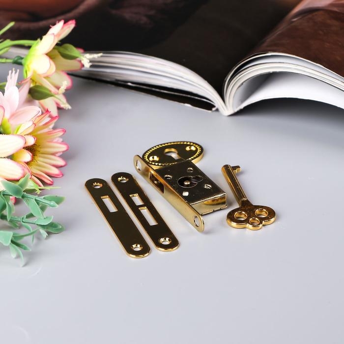 Замок для шкатулки Замок для шкатулки "С ключиком" 5 предметов в наборе 1х5,5 см С-303