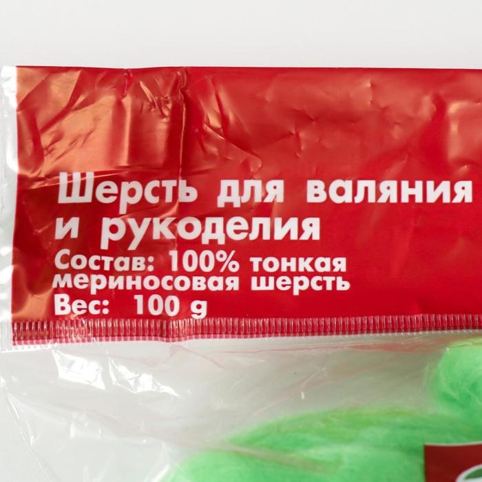 Шерсть для валяния 100% тонкая мериносовая шерсть 100гр (434 зеленый) Шерсть для валяния 100% тонкая мериносовая шерсть 100гр (434 зеленый)
