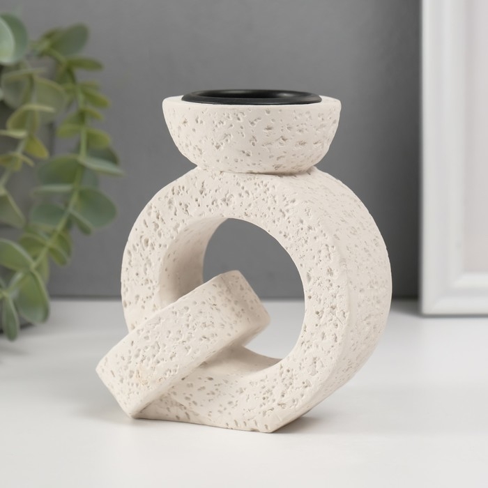 Подсвечник гипс, металл на 1 свечу Подсвечник гипс, металл на 1 свечу "Кольца" d=3,8 см 6х11х11,2 см