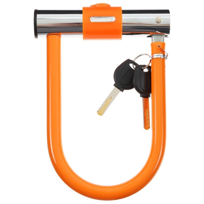 Замок для велосипеда Dream Bike, U-образный, 130x195 мм, цвет оранжевый Замок для велосипеда Dream Bike, U-образный, 130x195 мм, цвет оранжевый