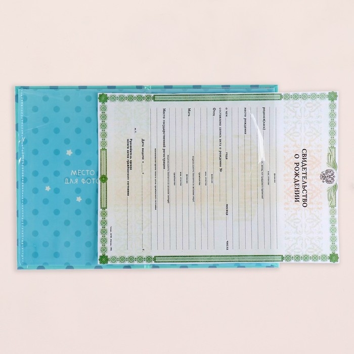 Папка под свидетельство о рождении  Папка под свидетельство о рождении "Мишка" синий фон, А5