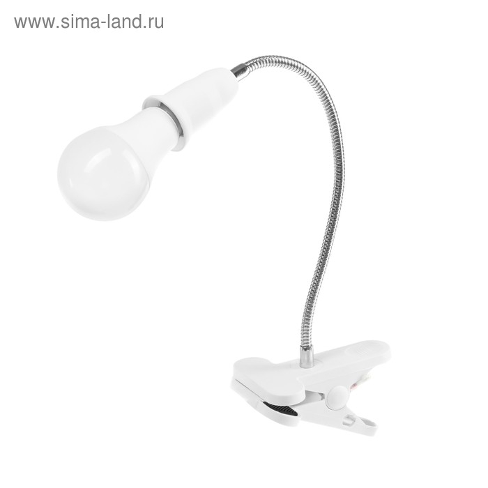 Светильник на прищепке Ecola base, Е27, 220В, 300 мм, выключатель, гибкий, белый Светильник на прищепке Ecola base, Е27, 220В, 300 мм, выключатель, гибкий, белый