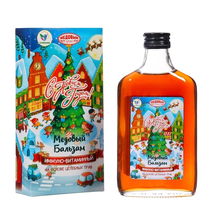 Новый год. Новогодний медовый бальзам алтайский  Новый год. Новогодний медовый бальзам алтайский "Иммуно-витаминный", 250 мл
