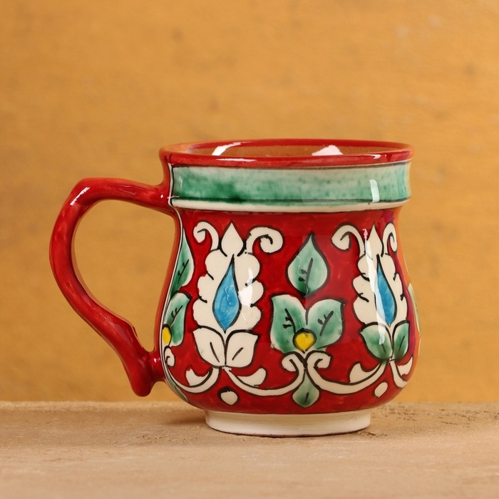 Кружка Риштанская Керамика "Цветы", 330 мл, красный