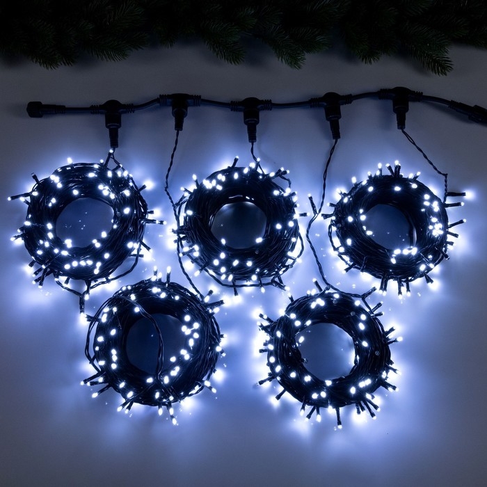 Гирлянда &laquo;Клип-лайт&raquo; 5 нитей по 20 м, IP44, УМС, тёмная нить, 665 LED, свечение белое, мерцание, 24 В