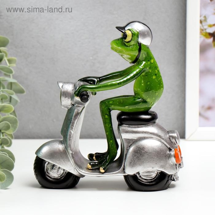 Сувенир полистоун лак Сувенир полистоун лак "Лягуха на мопеде" 15,5х8,5х14 см