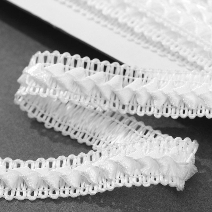 Тесьма декоративная «Самоса», 18 мм, 9,1 ± 0,5 м, цвет белый Тесьма декоративная «Самоса», 18 мм, 9,1 ± 0,5 м, цвет белый