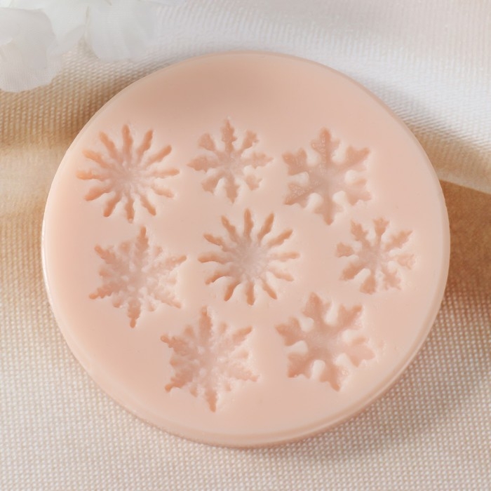 Новогодний молд силикон Новогодний молд силикон "Снежинки" №1 2х2х0,2 2,2х2,2х0,2 2,1х2,1х0,2 1,5х1,5х0,2 см