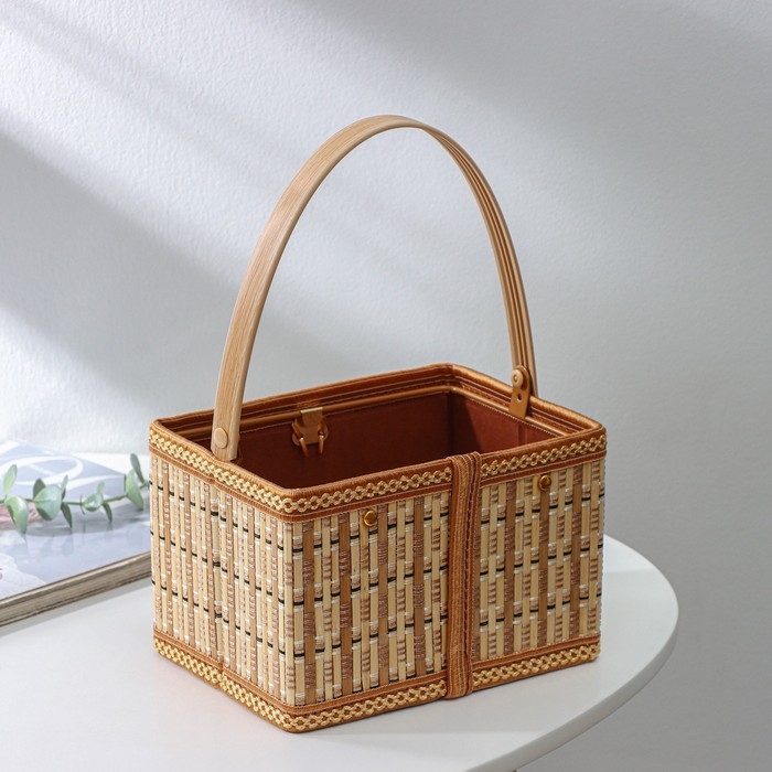 Корзина для хранения Доляна Nature, 19×14×12, бамбук Корзина для хранения Доляна Nature, 19×14×12, бамбук