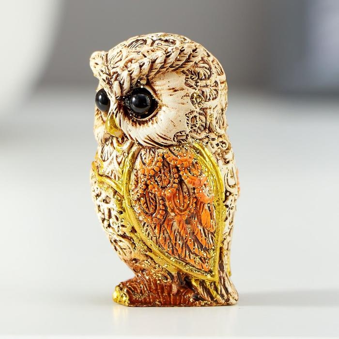 Сувенир полистоун Сувенир полистоун "Филин беж с оранжевыми крыльями" МИКС 5х2,8х3 см