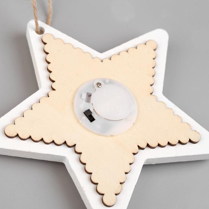 Ёлочная игрушка «Звезда с оленем», от батареек, свечение тёплое белое Ёлочная игрушка «Звезда с оленем», от батареек, свечение тёплое белое