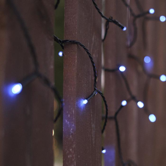 Гирлянда «Нить» 10 м, IP44, УМС, тёмная нить, 100 LED, свечение синее, 220 В Гирлянда «Нить» 10 м, IP44, УМС, тёмная нить, 100 LED, свечение синее, 220 В