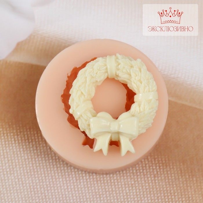 Новогодний молд силикон Новогодний молд силикон "Новогодний венок" 2,5х3х1 см