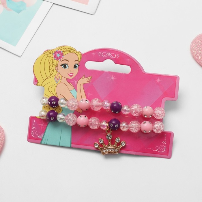 Набор детских браслетов (2 шт.) «Выбражулька», королевский, цветной в золоте Набор детских браслетов (2 шт.) «Выбражулька», королевский, цветной в золоте