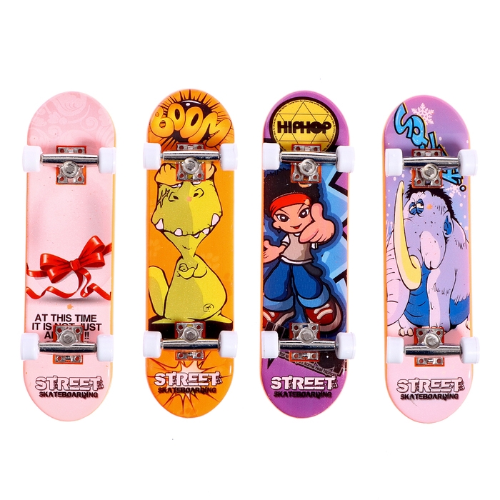 Набор фингербордов «Уличный скейтер», 4 штуки, цвет МИКС
