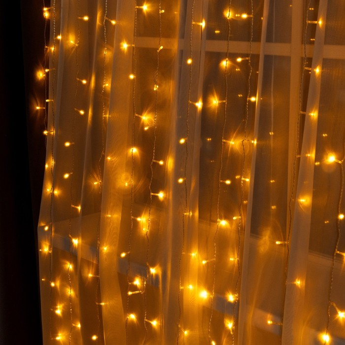 Гирлянда «Занавес» 2 × 3 м, IP20, прозрачная нить, 720 LED, свечение жёлтое, 8 режимов, 220 В Гирлянда «Занавес» 2 × 3 м, IP20, прозрачная нить, 720 LED, свечение жёлтое, 8 режимов, 220 В