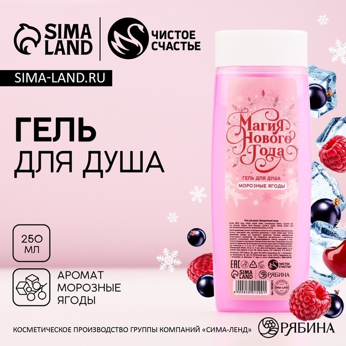Гель для душа «Магия НовогоГода», 250 мл, аромат морозных ягод, ЧИСТОЕ СЧАСТЬЕ Гель для душа «Магия НовогоГода», 250 мл, аромат морозных ягод, ЧИСТОЕ СЧАСТЬЕ